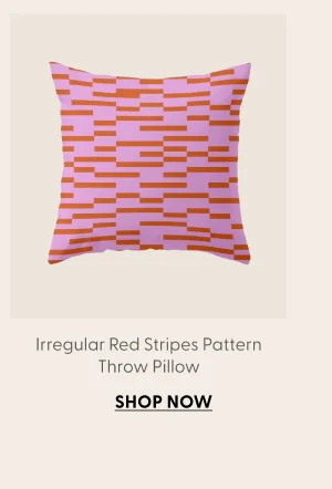 Irregular Red Stripes Pattern on Vibrant Pink Throw Pillow