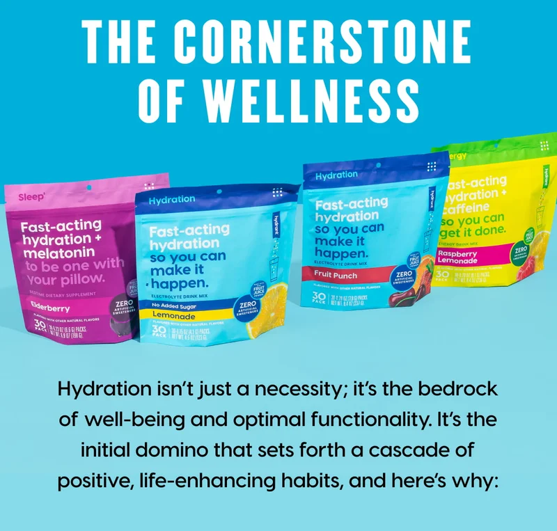 THE CORNERSTONE OF WELLNESS | Hydration isn’t just a necessity; it’s the bedrock of well-being and optimal functionality. It’s the initial domino that sets forth a cascade of positive, life-enhancing habits, and here’s why: