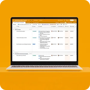 Laptop against orange background