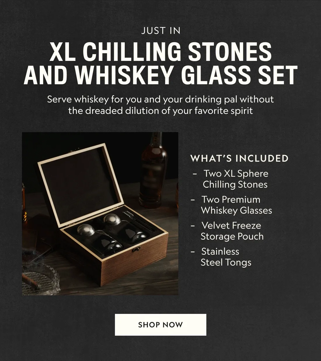 XL Chilling Stones and Whiskey Glass Set