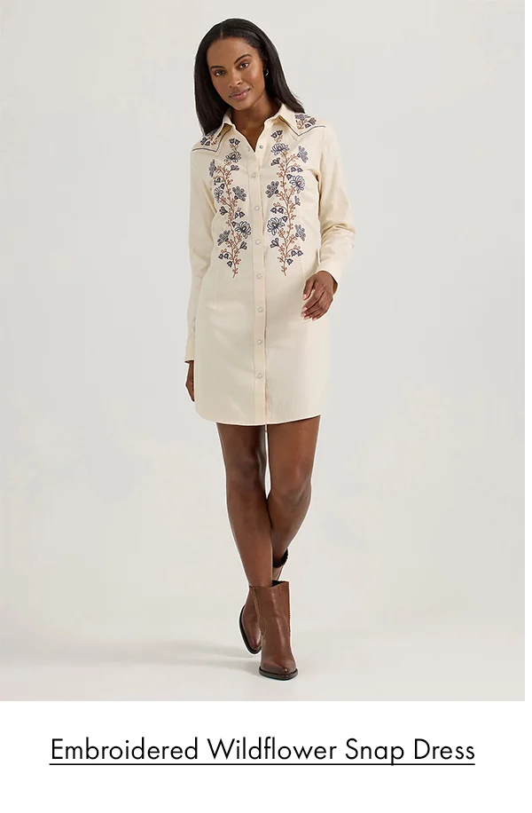 Embroidered Wildflower Snap Dress