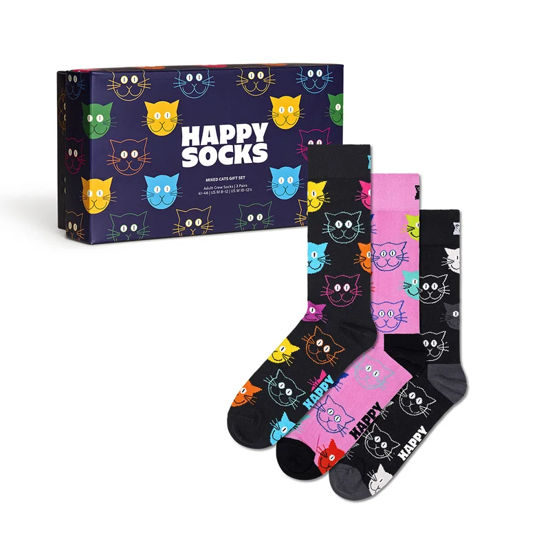 3-Pack Mixed Cat Socks Gift Set