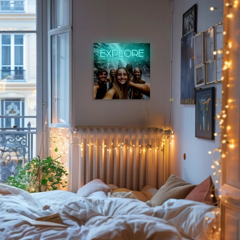 Image of Neon Canvas - Personalized Canvas Print with Neon Custom Text - Explore
