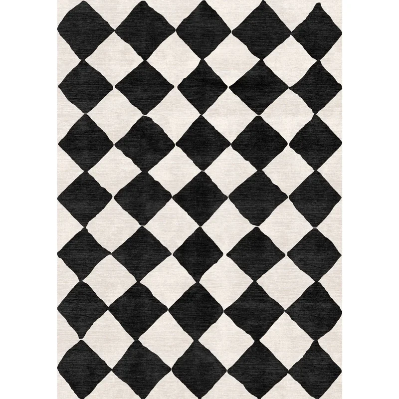 Image of Trestres Checkered Black & Ivory Rug