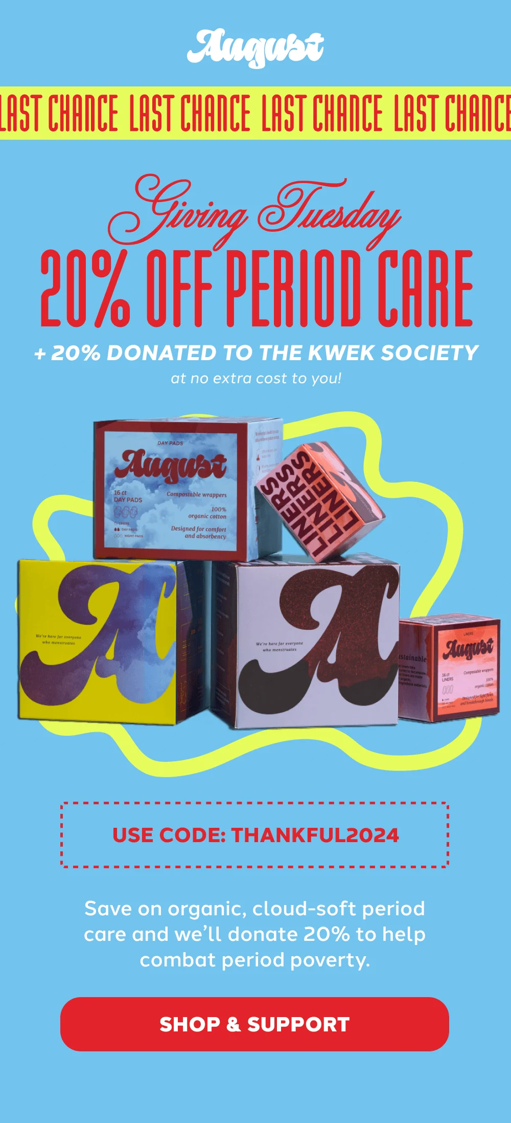 August LAST CHANCE Giving Tuesday [SHOP & SUPPORT]
