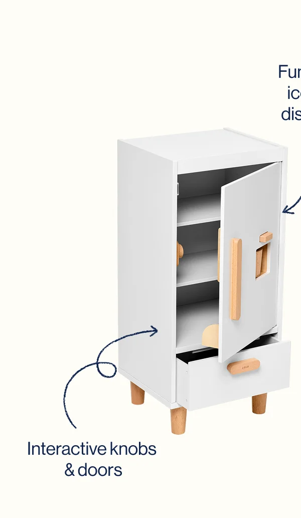 The Play Fridge: With Functional  ice cube dispenser & Interactive knobs  & doors
