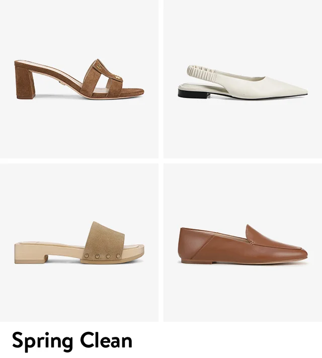 Brown sandals, white flats and brown loafers.