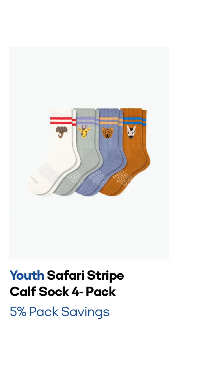 Youth Safari Stripe calf sock 4-Pack 5% Pack Savings