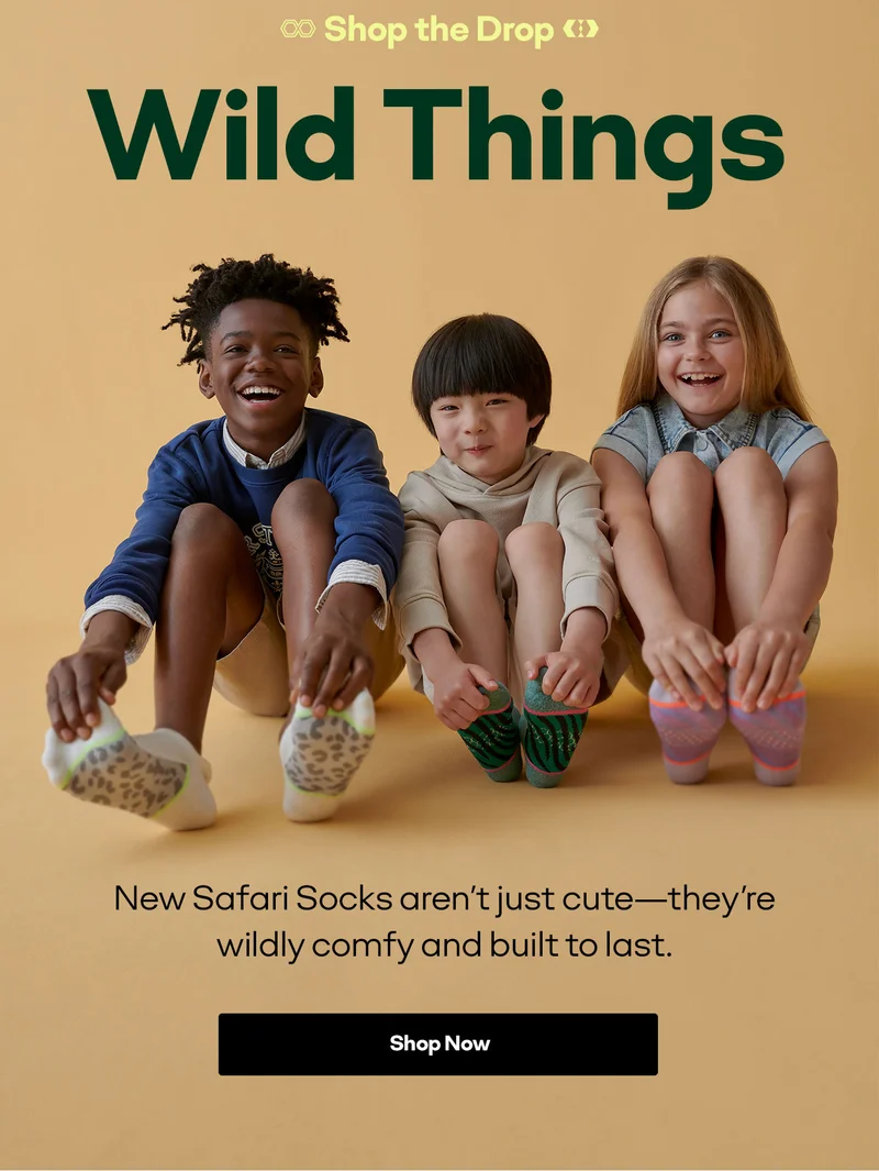 Shop the Drop | Wild Things | New Safari Socks aren't just cute—they're wildly comfy and built to last. | Shop Now