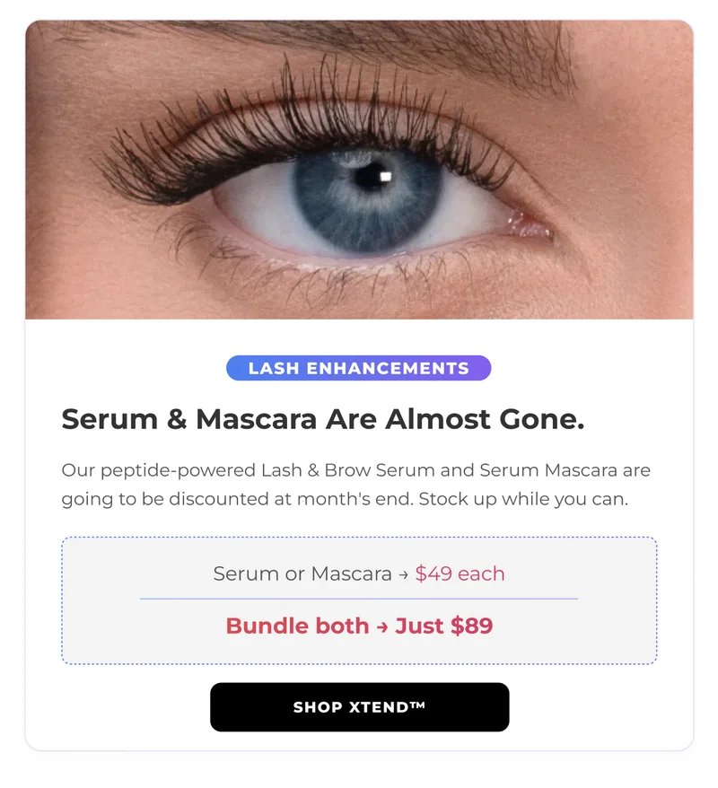 Close-up of an eye with naturally enhanced lashes showcasing length and definition