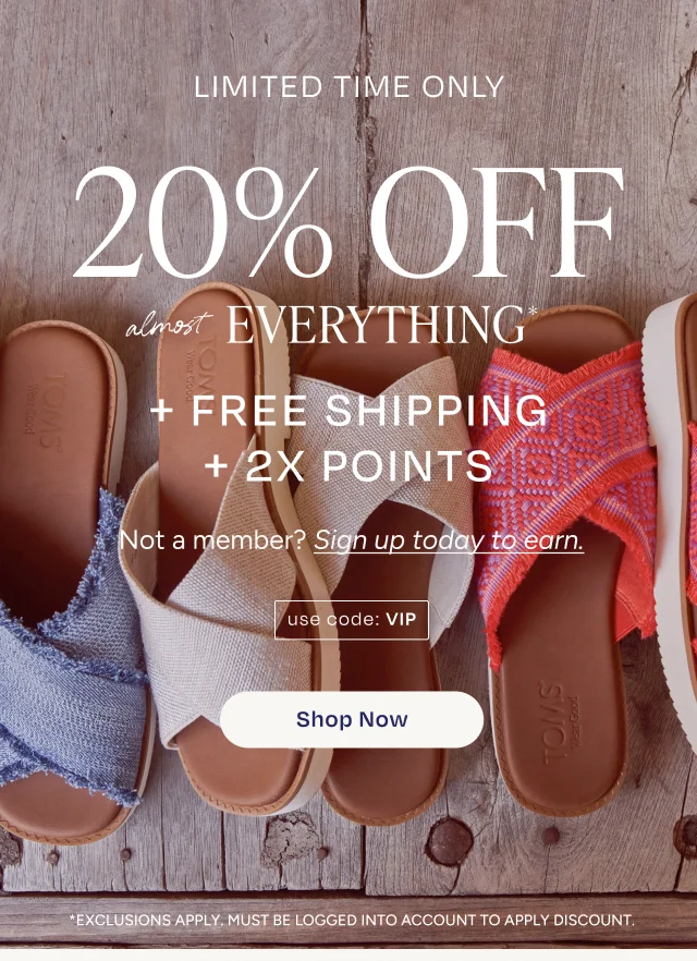 Limited Time Only - 20% OFF + FREE SHIPPING + 2X POINTS | Use Code: VIP