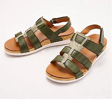 Revere Adjustable Leather Gladiator SandalsSantorini  Size 7 Wide  Khaki