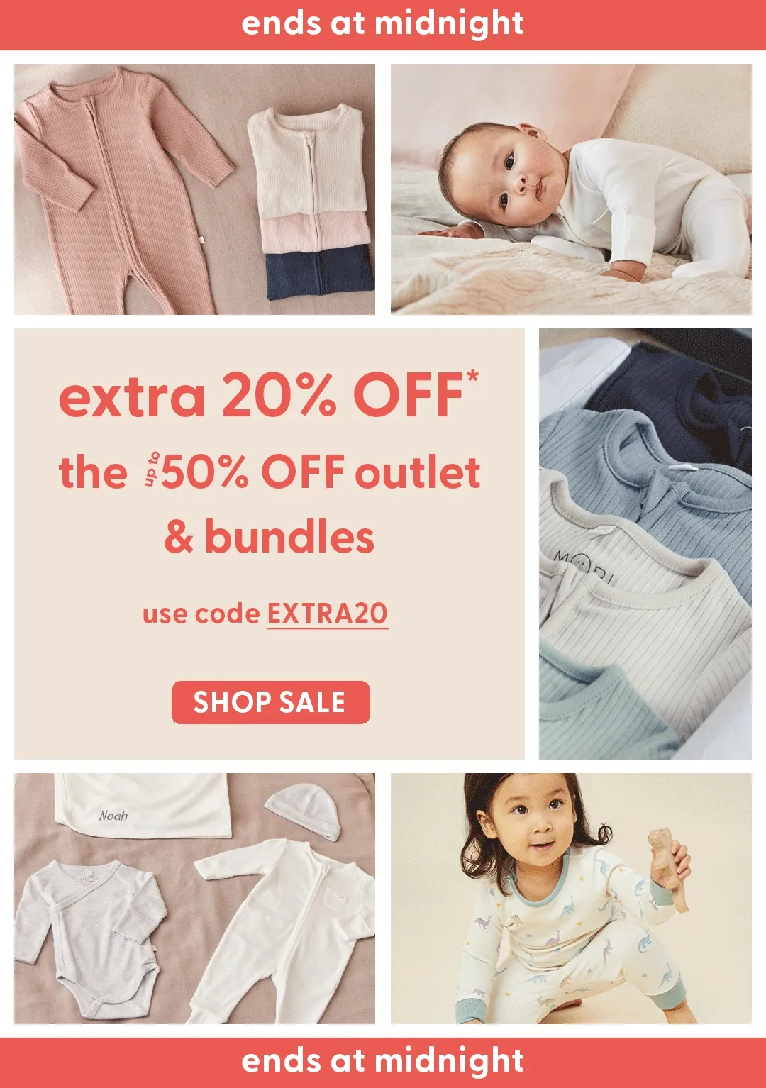 ends at midnight. extra 20% off the up to 50% off outlet & bundles. use code discount code