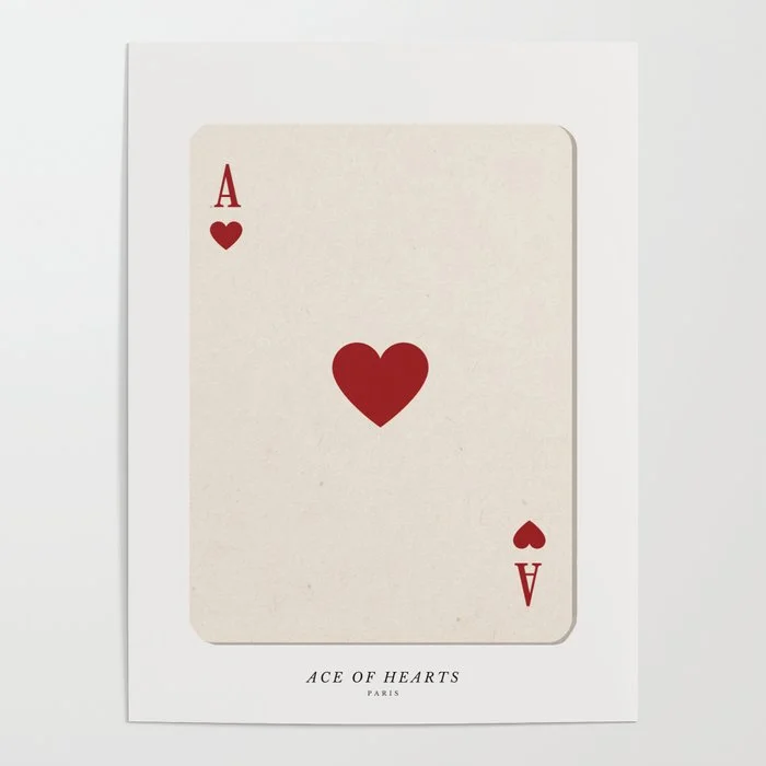 Ace of Hearts Playing Card Art Print Trendy Poster Poster