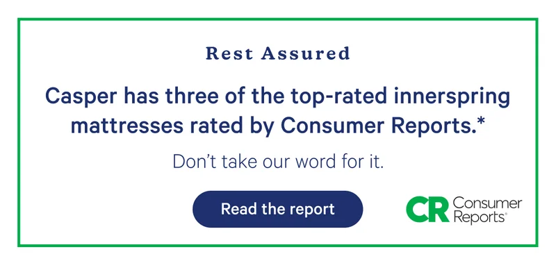 Rest Assured; Casper has three of the top-rated innerspring mattresses rated by Consumer Reports.* Don't take our word for it.