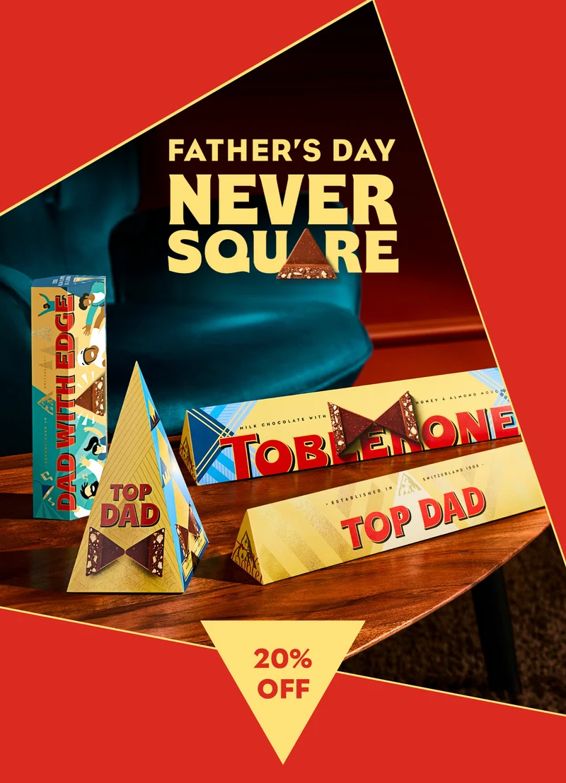 Give Dad a Father's Day gift made just for him by personalising an original Toblerone chocolate bar. Order today and save 20% your personalised gift.