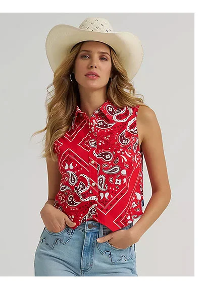 Women's Bandana Print Shirt Vest