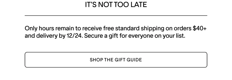 IT'S NOT TOO LATE, SHOP THE GIFT GUIDE