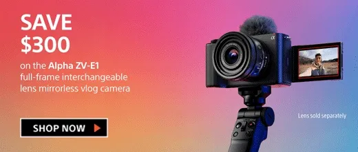 Save $300 on the Alpha ZV-E1 full-frame interchangeable lens mirrorless vlog camera + Free Peak Design Cuff | Shop now
