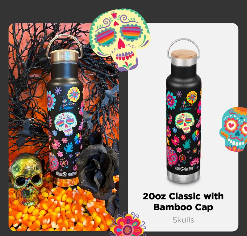 20oz Classic with Bamboo Cap - Skulls