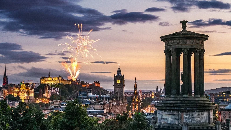 Image description: Fireworks over Edinburgh for New Year’s Eve