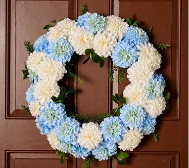 24" Decorative Faux Floral Zinnia Wreath by Kim Gravel