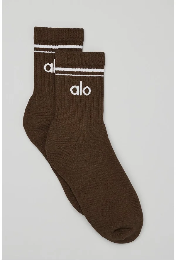Unisex Half-Crew Throwback Sock - Espresso/White - Espresso/White / S