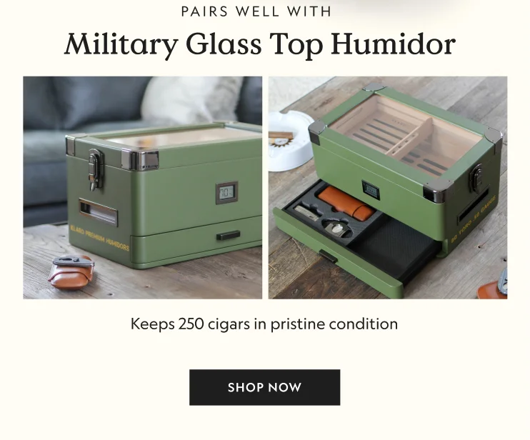 Military Glass Top Humidor