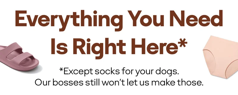 Everything You Need Is Right Here* | *Except socks for your dogs. Our bosses still won't let us make those.