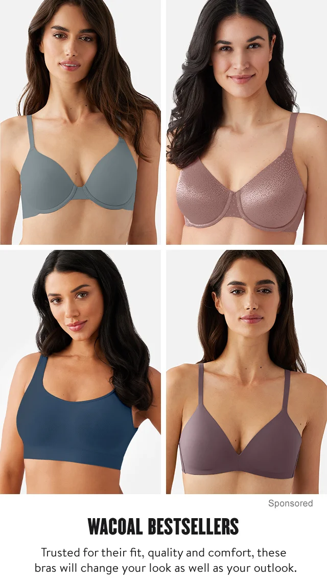 Women modeling four Wacoal bra styles.