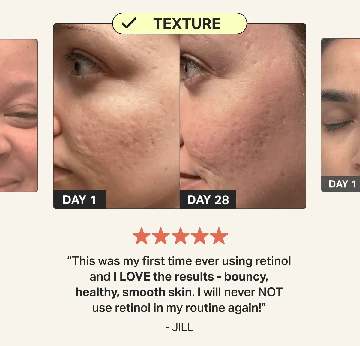 customers' retinol results after 28 days