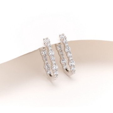 Diamonique x Jennifer Miller Elongated Oval Hoop Earrings, Sterling Silver