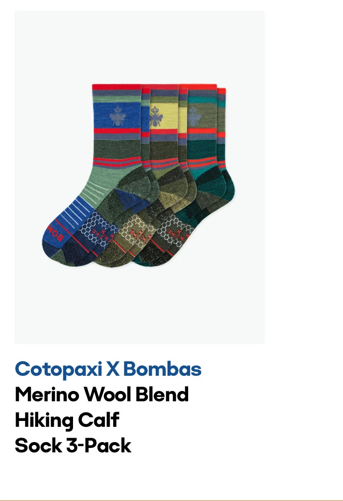 Cotopaxi X Bombas Merino Wool Blend Hiking Calf Sock 3-Pack