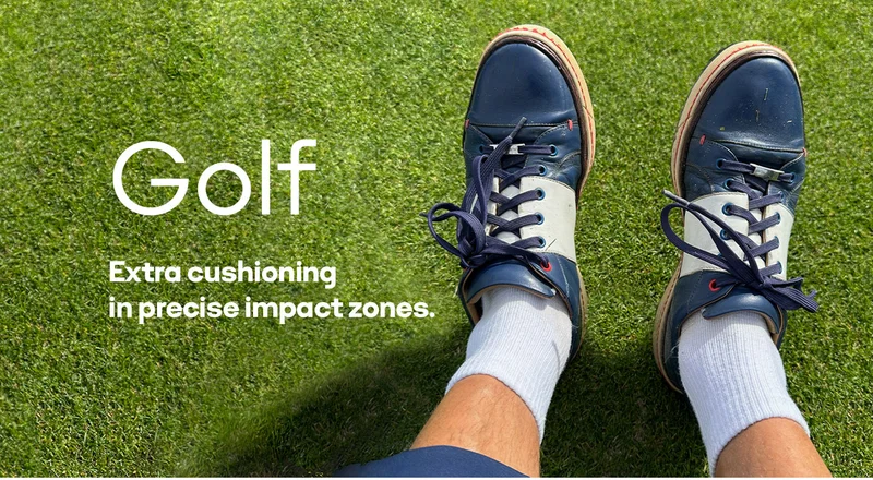 Golf. Extra cushioning in precise impact zones.