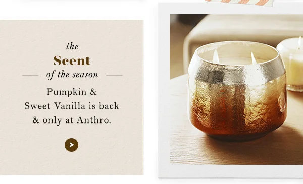 The scent of the season: pumpkin and sweet vanilli is back and only at anthro.