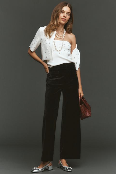 The Colette Full-Length Velvet Pants by Maeve