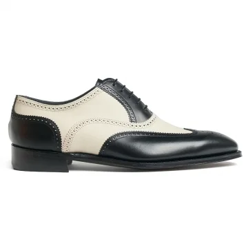Knightsbridge II Oxford Brogue in Black/Ivory Calf Leather