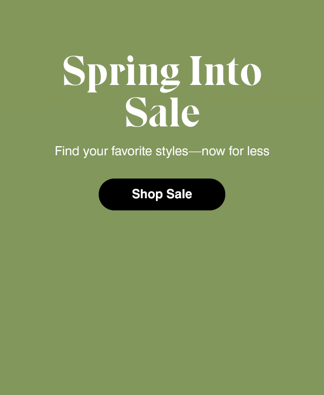 A green background with animated white stencil flowers that sprout up one by one. The email says Spring Into Sale. Find your favorite styles—now for less.