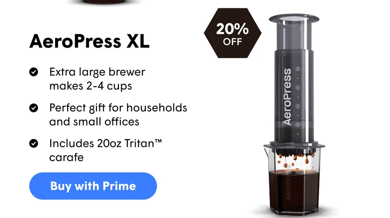 AeroPress XL Extra large brewer makes 2-4 cups Perfect gift for households  and small offices Includes 20oz Tritan™ carafe [BUY WITH PRIME]
