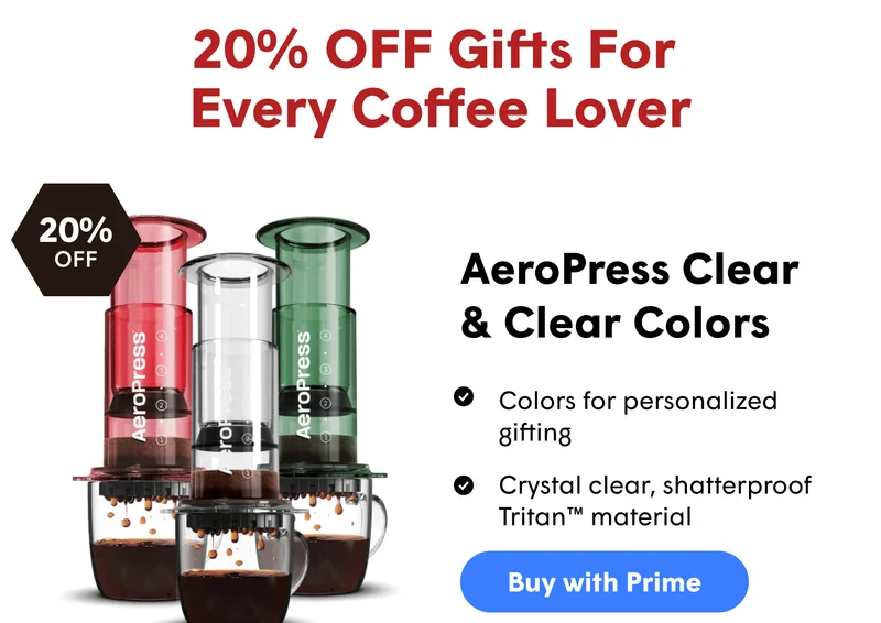 20% OFF Gifts For  Every Coffee Lover | AeroPress Clear & Clear Colors Colors for personalized gifting Crystal clear, shatterproof Tritan™ material [BUY WITH PRIME]