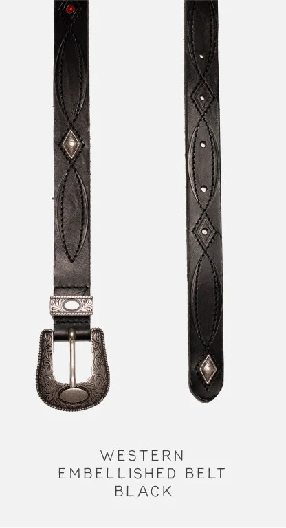 Western Embellished Belt Black