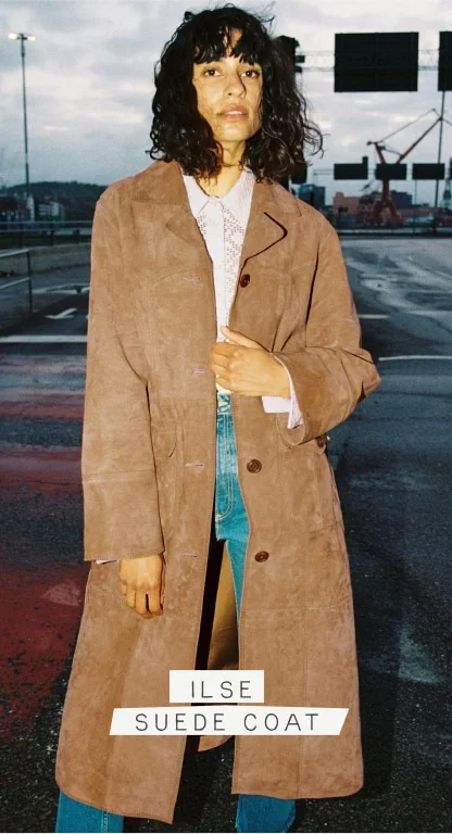 Ilse Suede Coat Tobacco