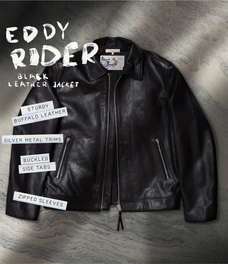 Eddy Rider Leather Jacket Black
