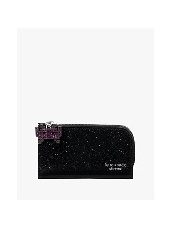 Space Invaders X Kate Spade New York Glitter Patent Small Slim Bifold Wallet