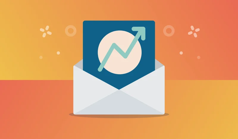 An envelope with a letter of a line chart trending upward.
