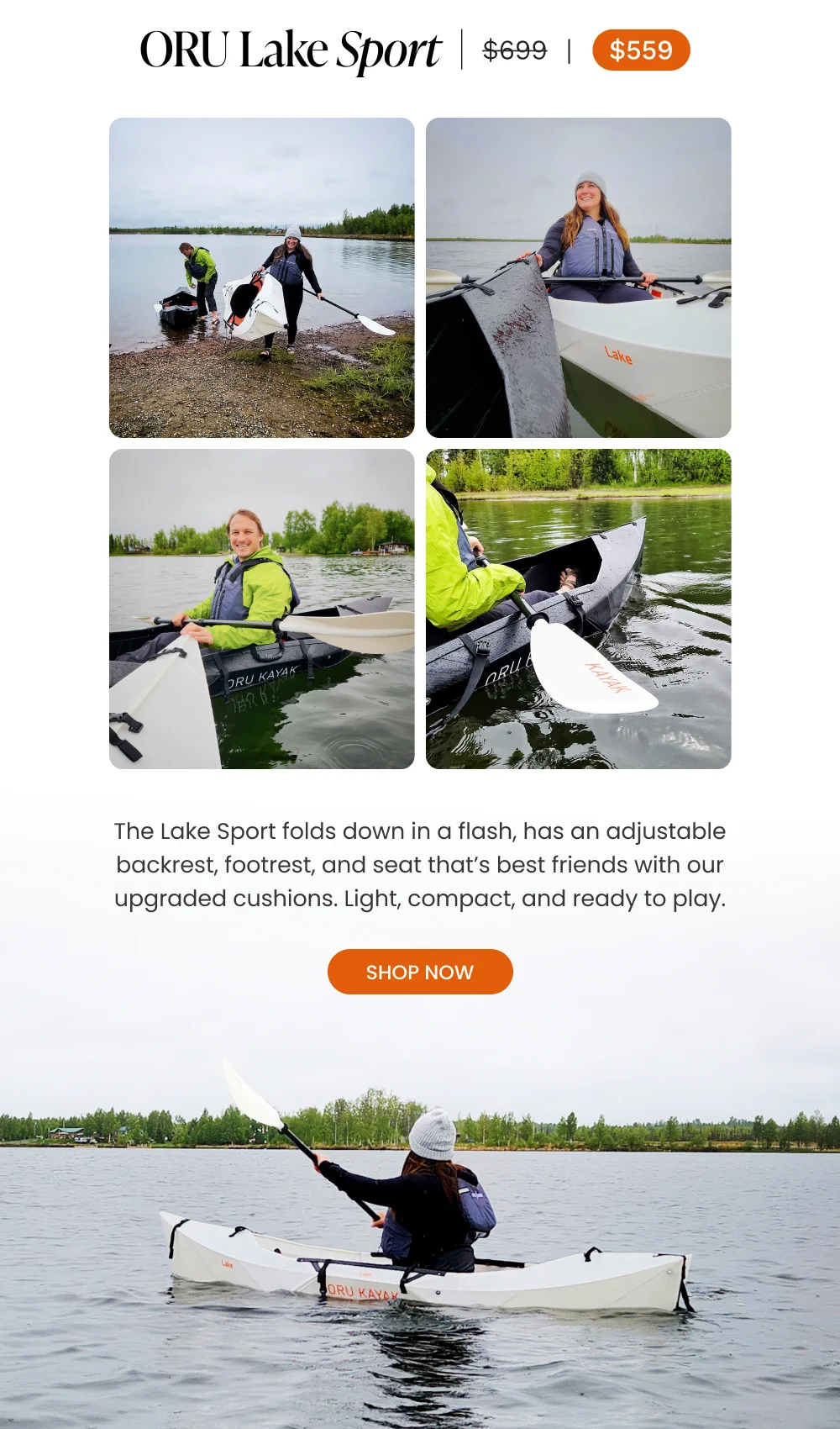 LAST CALL: 20% OFF LAKE SPORT + FREE PADDLE & PACK ($318 value)