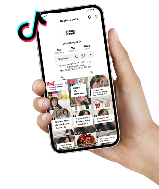 Follow Bubble Goods on Tiktok to get the behind the scenes scoop on all things Bubble Goods!