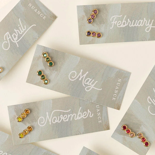 Ombre Crystal Birthstone Studs