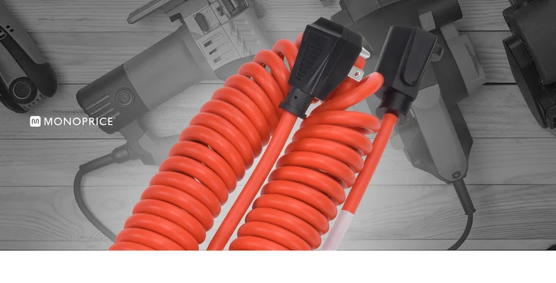 Coiled Power Tool Extension Cord