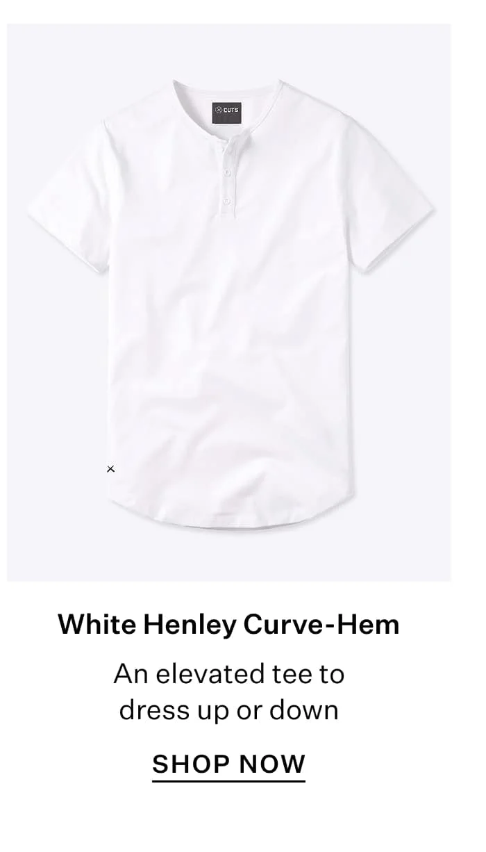 White Henley Curve-Hem An elevated tee to dress up or down